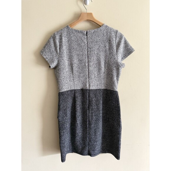 Loft Speckled Tweed Short Sleeve Sheath Dress Gray/Black Size 10 - Picture 4 of 5
